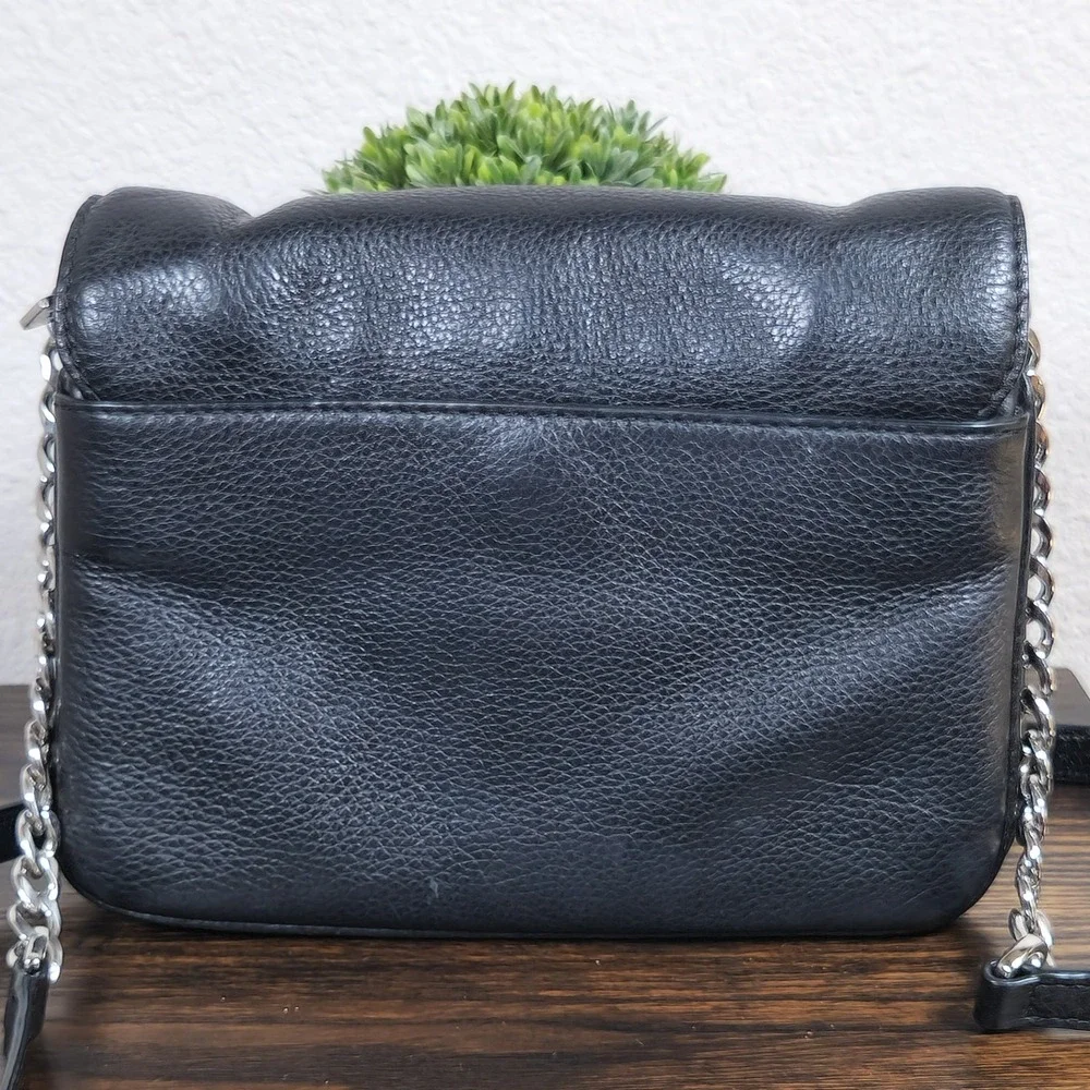 Michael Kors Bedford Double Gusset Pebble Leather Crossbody Bag Chain Purse